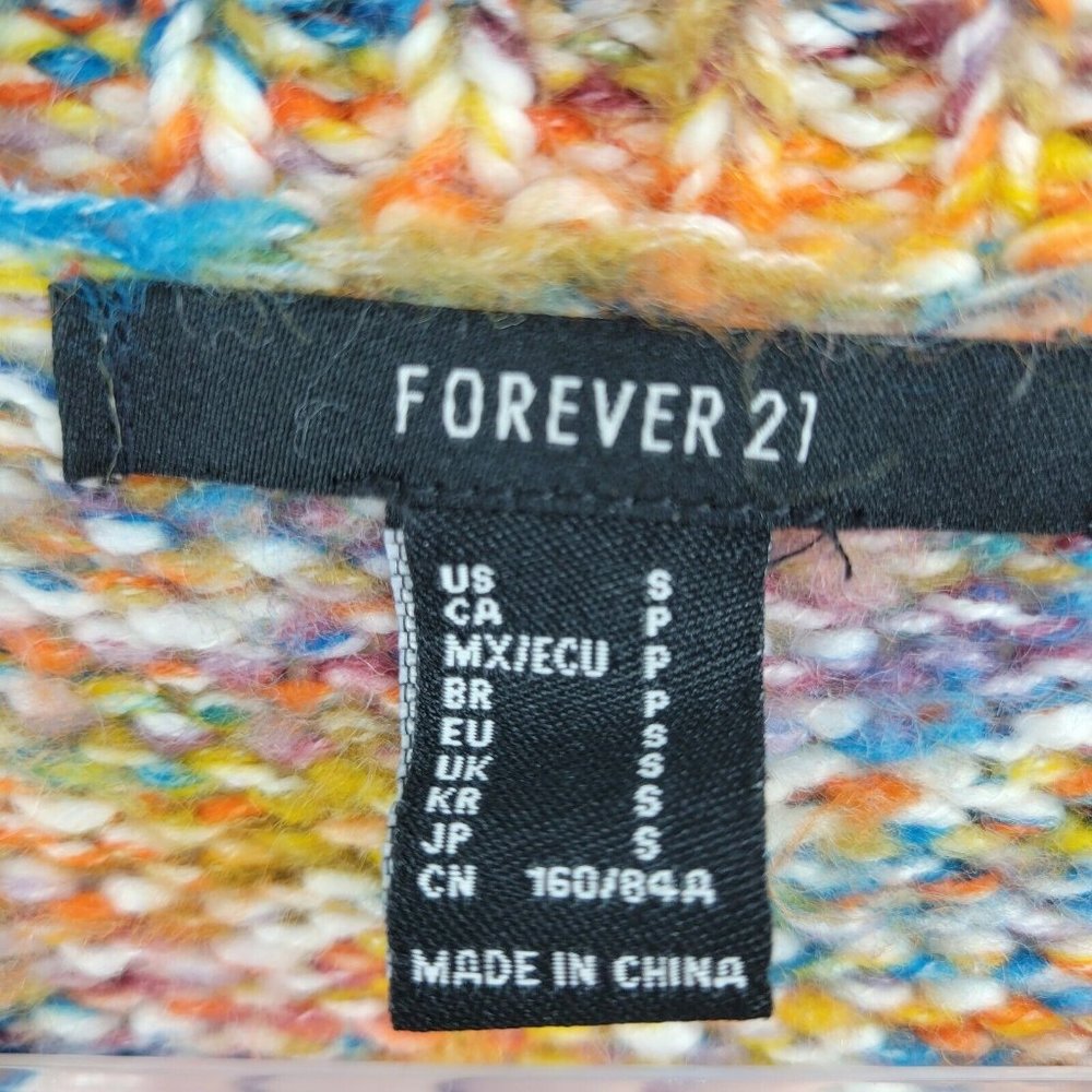 Forever 21 Wool Blend Chunky Knit Crewneck Sweater Multicolor Cropped Small - Picture 8 of 10